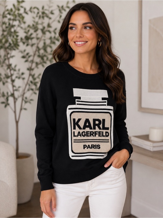 Karl Lagerfeld Sweaters - Karl Lagerfeld Black Crewneck Knit Sweater